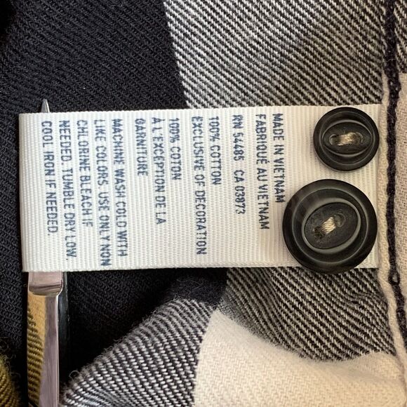 American Eagle Outfitters Button Up Shirt Men M Block Plaid Navy Gold Classic - Picture 13 of 15